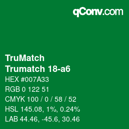Code couleur: TruMatch - Trumatch 18-a6 | qconv.com