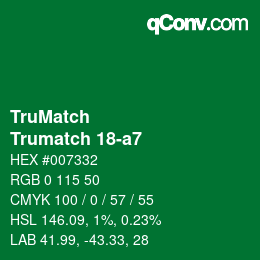 Color code: TruMatch - Trumatch 18-a7 | qconv.com