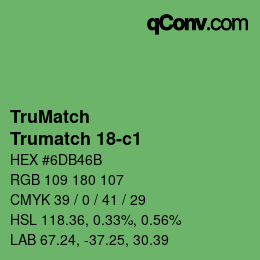 Code couleur: TruMatch - Trumatch 18-c1 | qconv.com