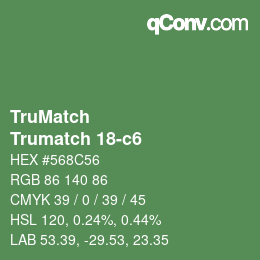 Color code: TruMatch - Trumatch 18-c6 | qconv.com