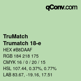 Code couleur: TruMatch - Trumatch 18-e | qconv.com