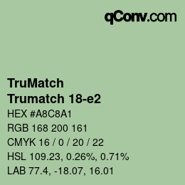Code couleur: TruMatch - Trumatch 18-e2 | qconv.com