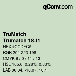 Código de color: TruMatch - Trumatch 18-f1 | qconv.com