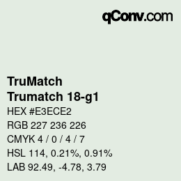 Color code: TruMatch - Trumatch 18-g1 | qconv.com