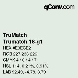 カラーコード: TruMatch - Trumatch 18-g1 | qconv.com