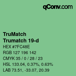 Código de color: TruMatch - Trumatch 19-d | qconv.com
