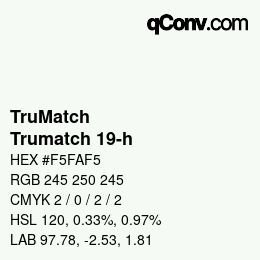 Color code: TruMatch - Trumatch 19-h | qconv.com