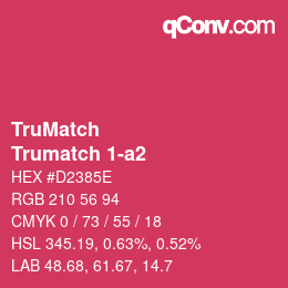 Code couleur: TruMatch - Trumatch 1-a2 | qconv.com