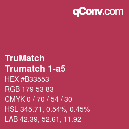 Code couleur: TruMatch - Trumatch 1-a5 | qconv.com