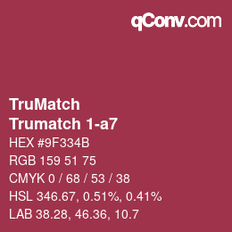 Code couleur: TruMatch - Trumatch 1-a7 | qconv.com