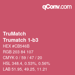 Code couleur: TruMatch - Trumatch 1-b3 | qconv.com