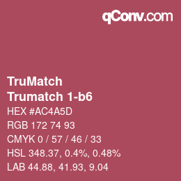 Code couleur: TruMatch - Trumatch 1-b6 | qconv.com