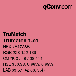 Code couleur: TruMatch - Trumatch 1-c1 | qconv.com