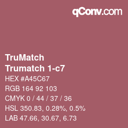 Code couleur: TruMatch - Trumatch 1-c7 | qconv.com