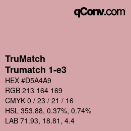 Code couleur: TruMatch - Trumatch 1-e3 | qconv.com