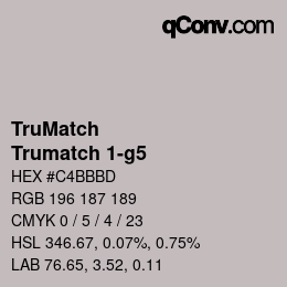Code couleur: TruMatch - Trumatch 1-g5 | qconv.com