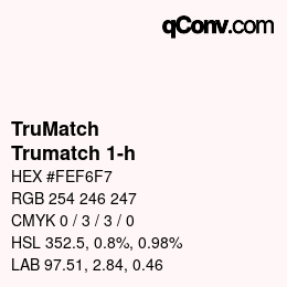 Code couleur: TruMatch - Trumatch 1-h | qconv.com