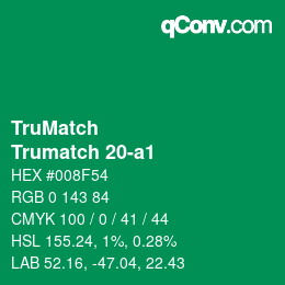 Code couleur: TruMatch - Trumatch 20-a1 | qconv.com