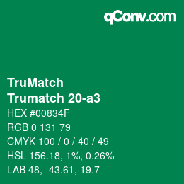 Color code: TruMatch - Trumatch 20-a3 | qconv.com