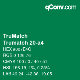 Code couleur: TruMatch - Trumatch 20-a4 | qconv.com