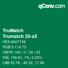 Code couleur: TruMatch - Trumatch 20-a5 | qconv.com