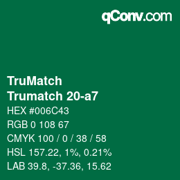 Color code: TruMatch - Trumatch 20-a7 | qconv.com