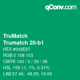 Code couleur: TruMatch - Trumatch 20-b1 | qconv.com