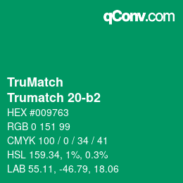 Code couleur: TruMatch - Trumatch 20-b2 | qconv.com