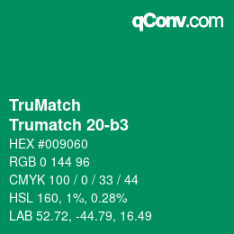 Color code: TruMatch - Trumatch 20-b3 | qconv.com