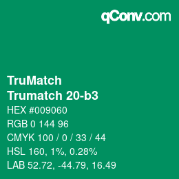 Code couleur: TruMatch - Trumatch 20-b3 | qconv.com