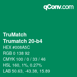 Color code: TruMatch - Trumatch 20-b4 | qconv.com