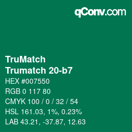 Code couleur: TruMatch - Trumatch 20-b7 | qconv.com