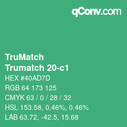 Color code: TruMatch - Trumatch 20-c1 | qconv.com