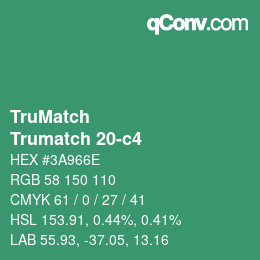 Code couleur: TruMatch - Trumatch 20-c4 | qconv.com