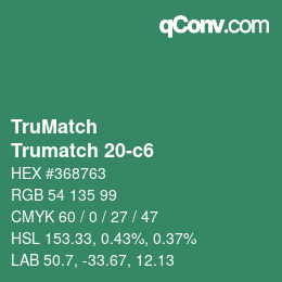 Code couleur: TruMatch - Trumatch 20-c6 | qconv.com