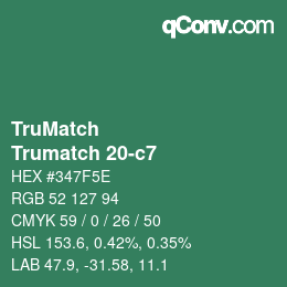 Color code: TruMatch - Trumatch 20-c7 | qconv.com