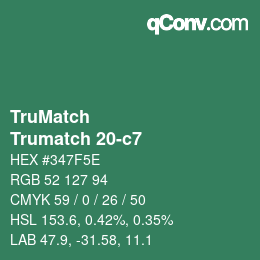 Código de color: TruMatch - Trumatch 20-c7 | qconv.com