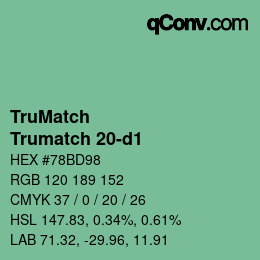 Code couleur: TruMatch - Trumatch 20-d1 | qconv.com