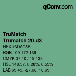 Code couleur: TruMatch - Trumatch 20-d3 | qconv.com