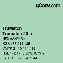 Code couleur: TruMatch - Trumatch 20-e | qconv.com