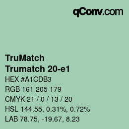 Code couleur: TruMatch - Trumatch 20-e1 | qconv.com