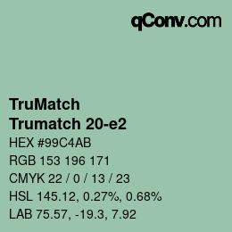 Código de color: TruMatch - Trumatch 20-e2 | qconv.com