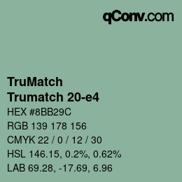 Code couleur: TruMatch - Trumatch 20-e4 | qconv.com