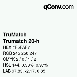 Color code: TruMatch - Trumatch 20-h | qconv.com