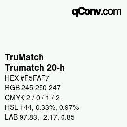 Code couleur: TruMatch - Trumatch 20-h | qconv.com