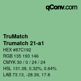 Code couleur: TruMatch - Trumatch 21-a1 | qconv.com