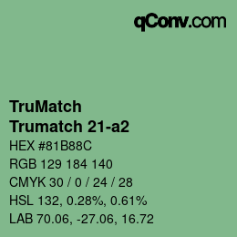 Color code: TruMatch - Trumatch 21-a2 | qconv.com