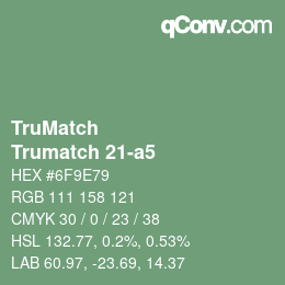Code couleur: TruMatch - Trumatch 21-a5 | qconv.com