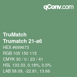 Code couleur: TruMatch - Trumatch 21-a6 | qconv.com