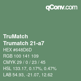 Code couleur: TruMatch - Trumatch 21-a7 | qconv.com